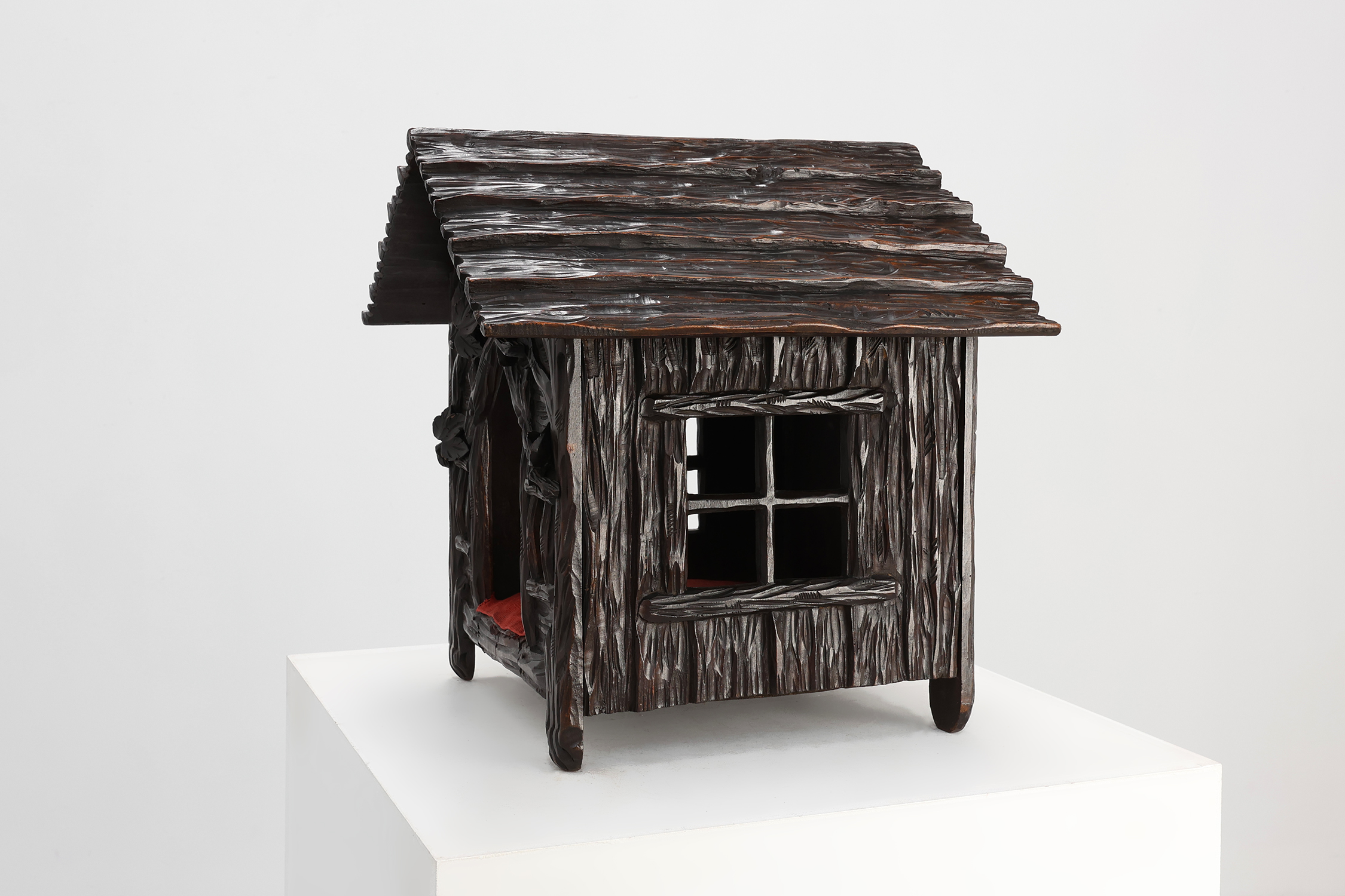Black Forest style carved oak dog kennel, Switzerland/Germany, ca. 1850thumbnail